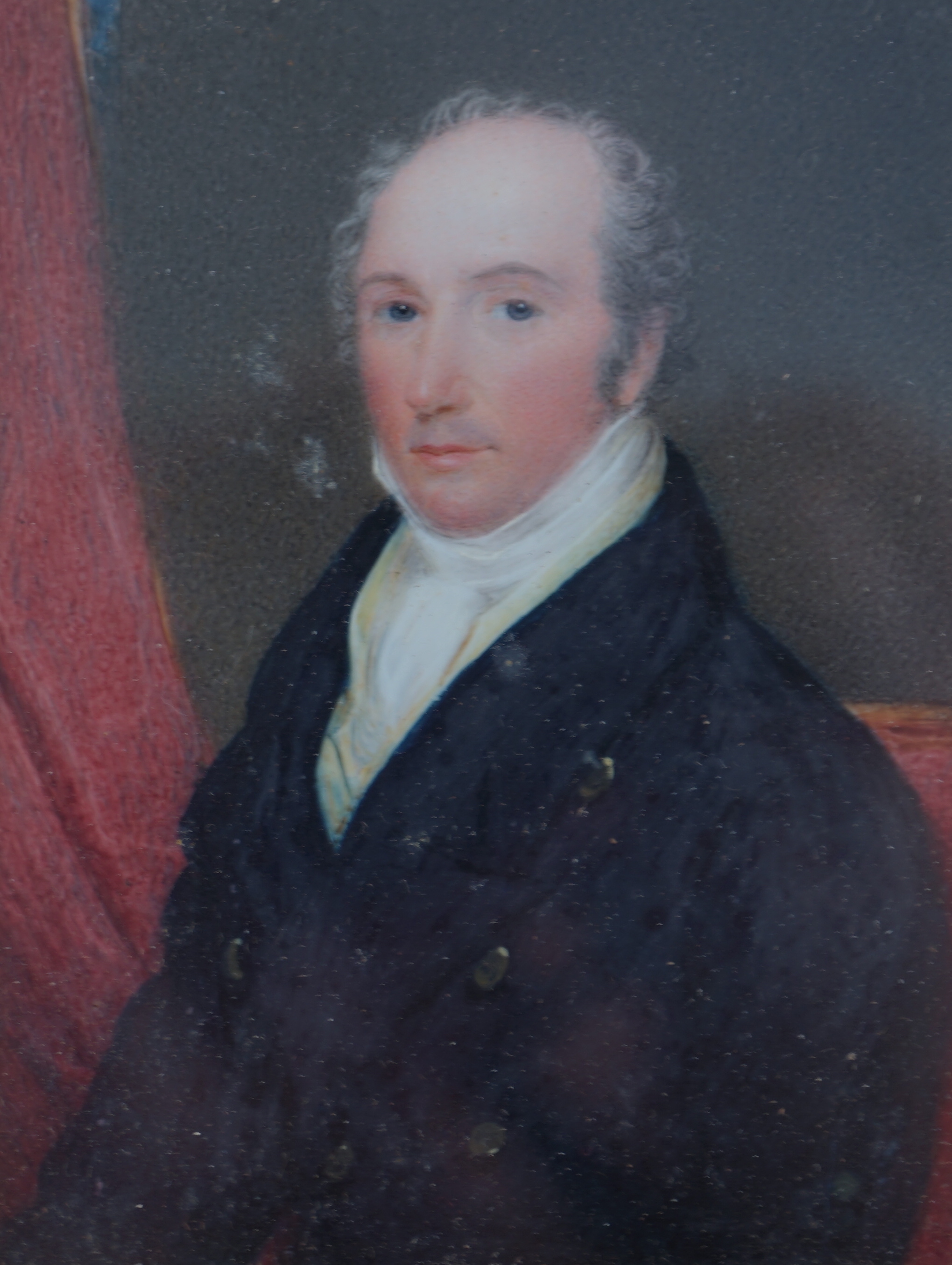 English School circa 1840, Portrait miniature of a gentleman, watercolour on ivory, 10.2 x 7.8cm. CITES Submission reference UGJ6D6U2